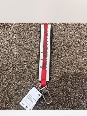 lululemon athletica Red and White Keychain Strap with Silver Hardware
